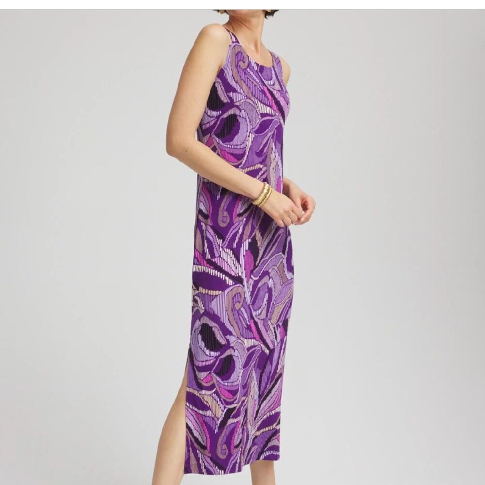 CHICO'S Travelers™ Rio Convertible Maxi Dress Violet Aruba Size 00/XS. NWT - Picture 2 of 6